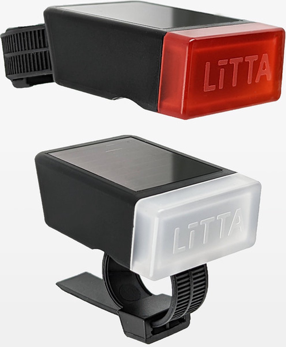 LITTA 2 Fietsverlichting op zonne-energie - Zwart (set) - LITTA