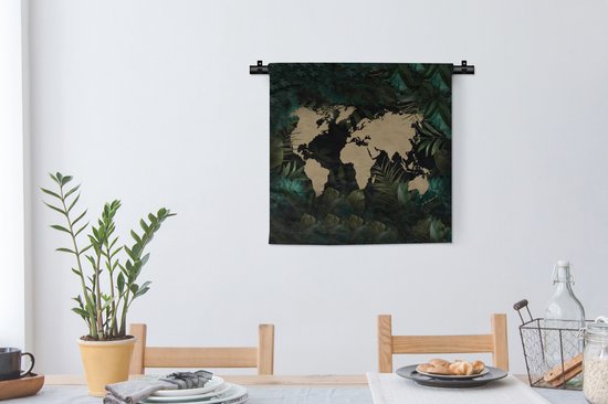 Tapisserie - Tapisserie - Wereldkaart - Marron - Fleurs - 60x60 cm - Tapisserie