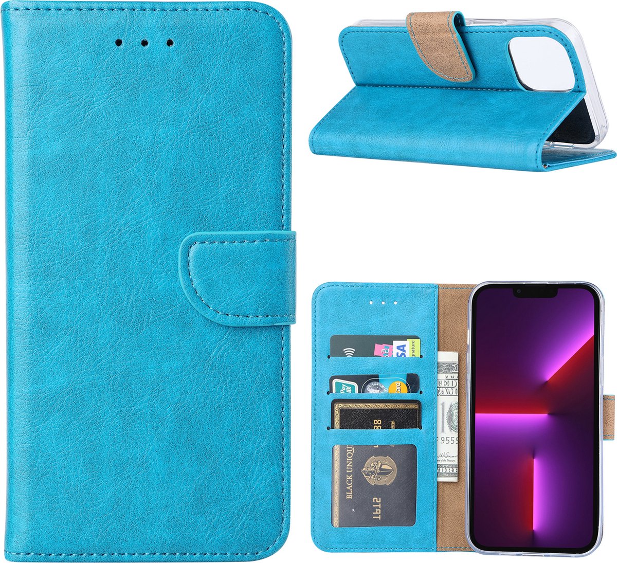 Hoesje Geschikt voor iPhone 13 Mini Bookcase - Blauw