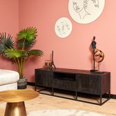 Tv meubel Sven 145x45x50 cm zwart mangohout en metaal