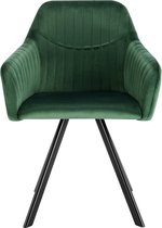 Kamyra® Velvet Eetkamerstoel met Armleuningen - Eetkamerstoelen, Stoel, Kuipstoel, Loungestoel - Voor Eettafel - Groen