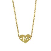 Letter ketting hartje - initiaal M - Goud - 40 cm