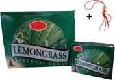 2 Pakjes - Wierook - Wierookkegeltjes - Kegeltjes - Kegels - Incense Cones - Lemongrass - Citroengras - 20 Kegeltjes + Gelukspoppetje