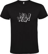 Zwart t-shirt met tekst ''NO WAY'' print Wit  size 5XL