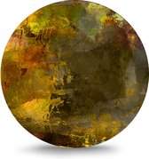 Maison de France - Dibond  Abstract met geel en bruin - wit dibond / rond - 60 cm