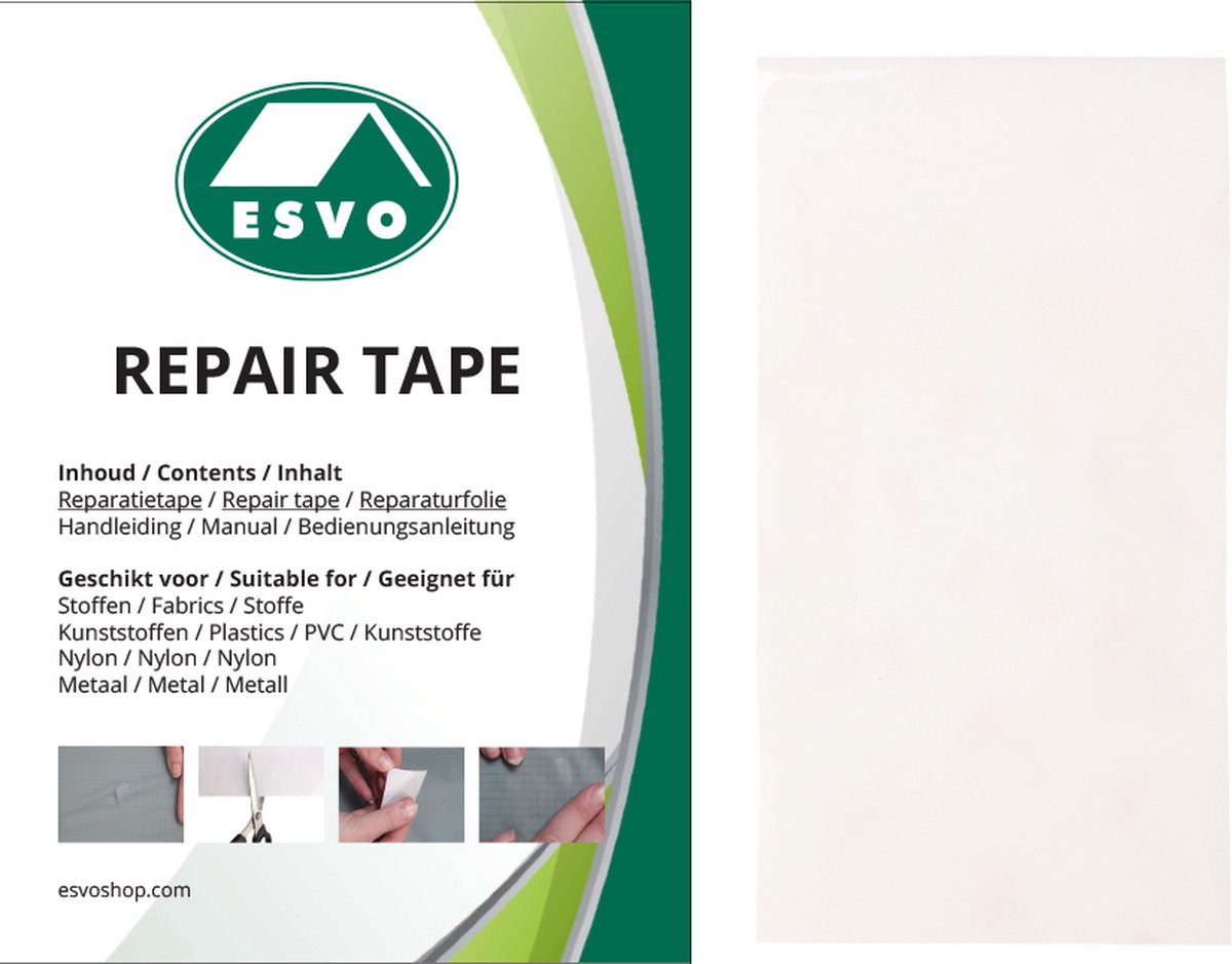 ESVO reparatietape voor permanente reparatie van stoffen 100 x 7,6 cm - ESVO