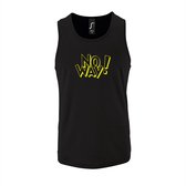 Zwarte Tanktop sportshirt met "No Way" Print Geel Size XXL