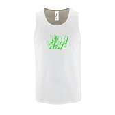 Witte Tanktop sportshirt met "No Way" Print Groen Size XXL