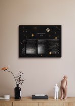 Poster maankalender in zwarte lijst - Maan - Sterren - Moon - Astrologie 30x40cm