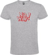 Grijs t-shirt tekst met 'NO WAY'' print Rood  size M