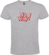 Grijs t-shirt tekst met 'NO WAY'  print Rood size L