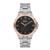 Lee Cooper LC06701.550 - Horloge - Analoog - Dames - Vrouwen - stalen band - Zilverkleurig - Rosékleurig - Zwart