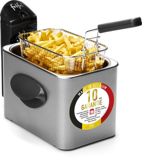 Frifri 1900 - Frituurpan - friteuse - 2. 5 liter - 2000 Watt - 600 gram friet - 10 jaar garantie - RVS