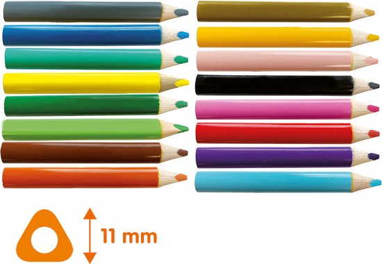 SES - Driehoek grip kleurpotloden - 16 verschillende kleuren - ergonomische  grip -... | bol.com