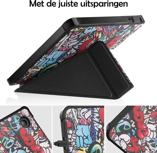 Hoesje Geschikt voor Kobo Libra 2 Hoes Bescherm Hoesje Case Sleep Cover Trifold - Hoes Geschikt voor Kobo Libra 2 Hoesje - Graffity van Hoesje  — afbeelding 3