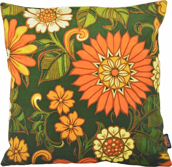 Retro Lou Flowers Kussenhoes | Katoen / Polyester | 45 x 45 cm