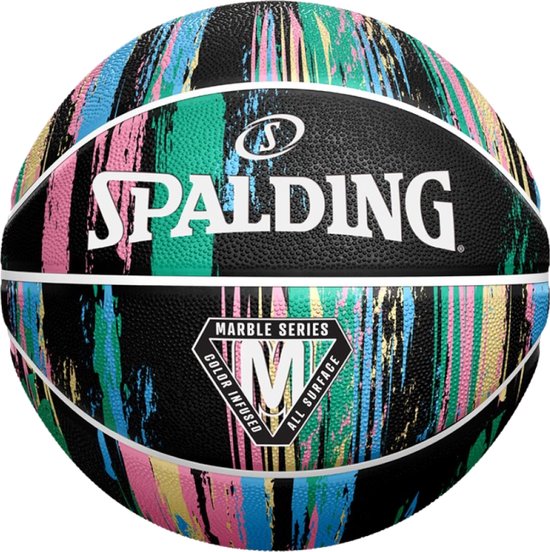 Spalding Marble Ball 84405Z, Unisex, Zwart, basketbal, maat: 7