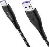 MOJOGEAR USB-C naar USB kabel Extra Sterk - 3 meter - Geschikt voor Oppo / OnePlus / Motorola / Huawei / Sony / iPhone 15 - Zwart