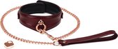 Liebe Seele - Wine Red Curved Collar Met leiband En hartvormig slot - Luxe ontwerp collar