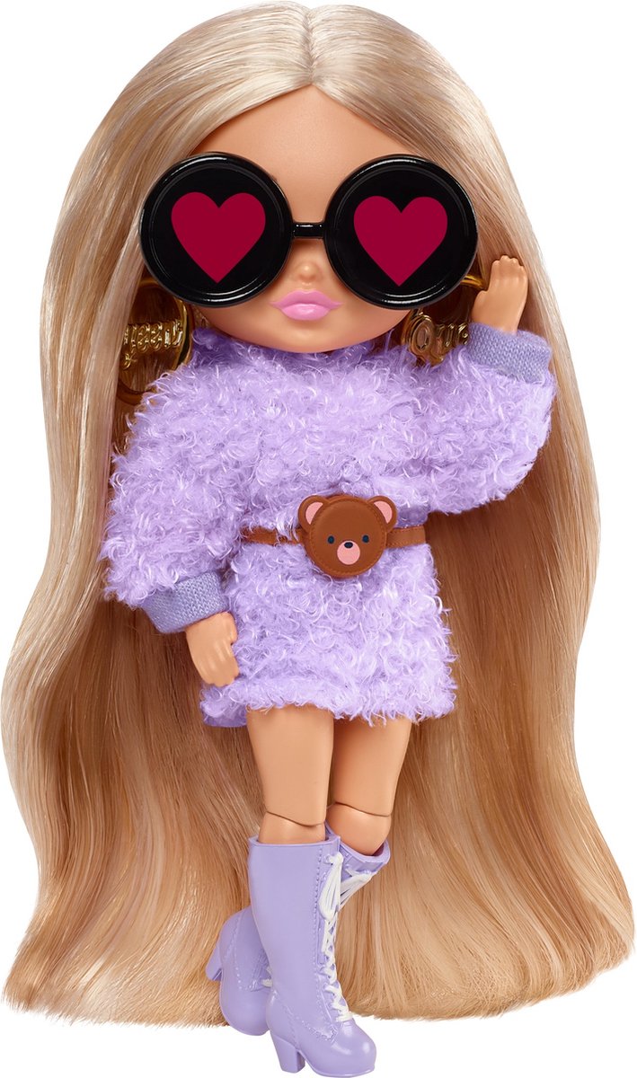 Barbie Extra Mini Doll 4 - Blonde Pigtails Purple Hoodie