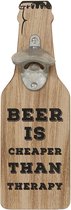 Opener “beer is cheaper than therapy” - Bieropener - Mancave - Cadeau voor mannen