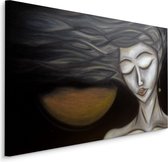 Schilderij - Lange haren, Vrouw Abstract, Premium Print