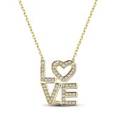 18K Goud Love Ketting - 30cm +5cm