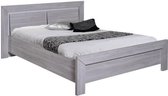 NEVA Bed voor volwassenen met eigentijdse LED - Imperial houteffect Klassiek eiken - L 140 x L 190 cm