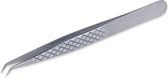 MEDLUXY Pro - Wimperpincet - 14 cm - Gehoekt - Fijne punt - Diamant (Eyelash Tweezer - RVS Pincet voor Wimperextions - Nepwimpers)