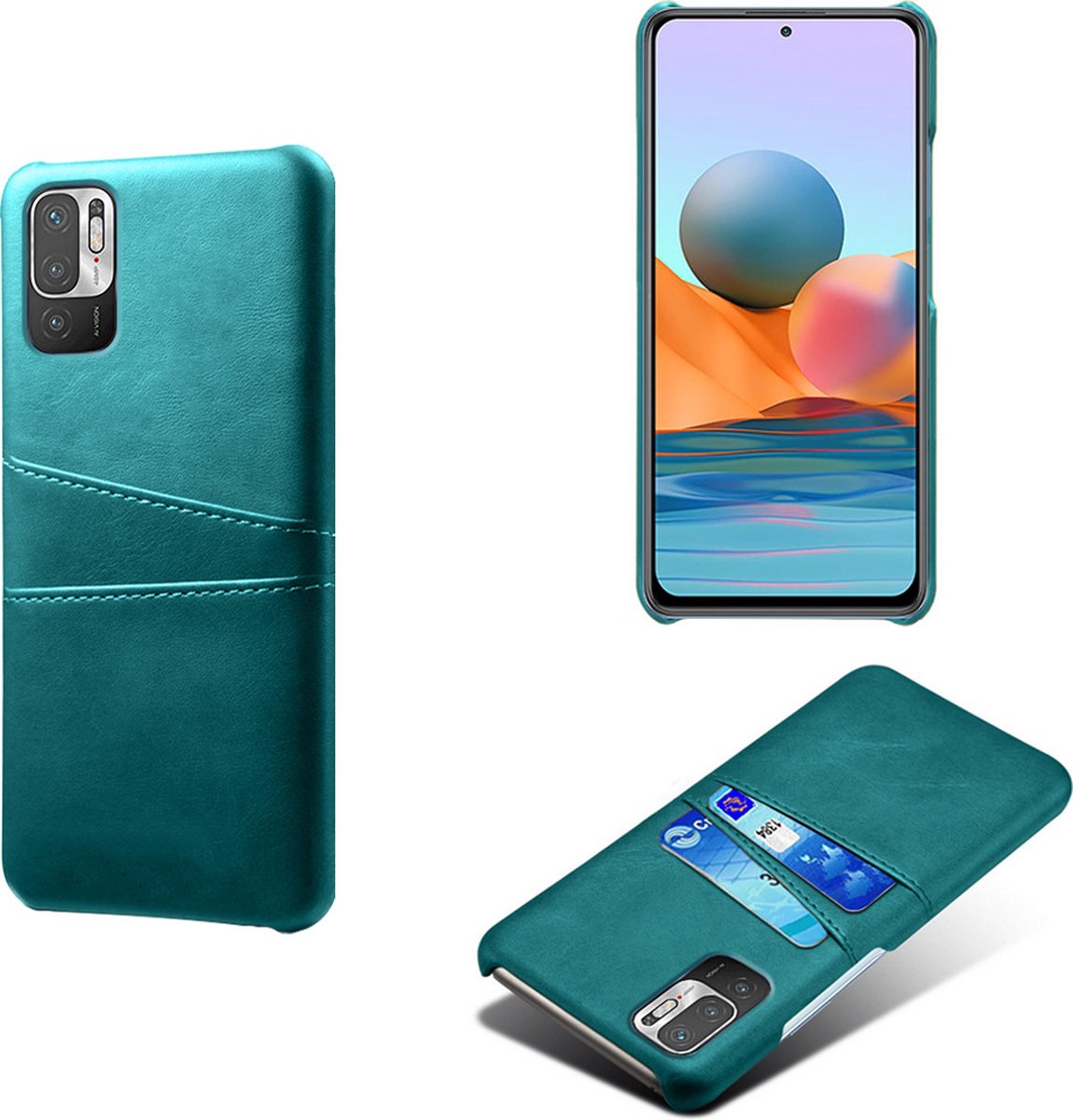 Backcover met Opbergvakjes + PMMA Screenprotector voor Xiaomi Redmi Note 10 5G _ Groen
