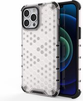 Lunso - Honinggraat Armor Backcover hoes - iPhone 13 Pro Max - Wit