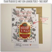 Kaartkadootje -> Kerst-Thee - No:07 (Kersttakjes dennenappels zwart-wit-Warm kopje Kerst-thee voor jou) - LeuksteKaartjes.nl by xMar