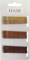 Haarspeld - Haarschuifje 5.5cm Effen en Glitter - Goud/Bruin - 24 stuks