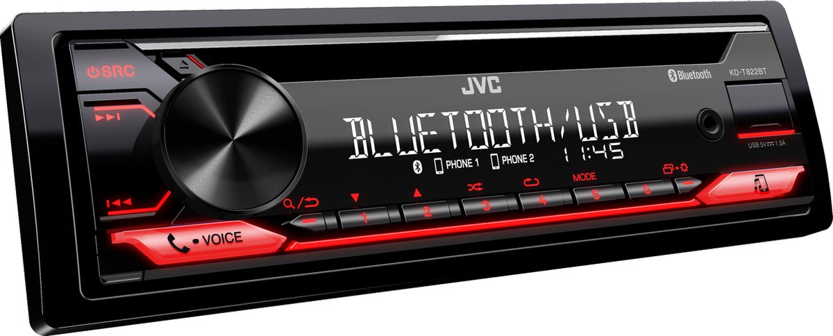JVC KD-T822BT - Bluetooth Autoradio - Rood – foto 2