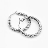 GIUNO Roestvrijstalen Gedraaid-Oorringen Dames + Cadeauzakje
