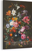 Schilderij op Canvas - 60 x 90 cm - Stilleven met Bloemen - Vaas met Bloemen - Jan Davidsz de Heem - Bloemen en Planten - Wanddecoratie - Muurdecoratie - Slaapkamer - Woonkamer