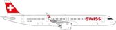 Herpa Airbus vliegtuig A321neo Swiss International Air Lines Stoos 8,9cm