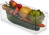 relaxdays Organisateur de réfrigérateur - étroit - plateau de rangement - bac à légumes - transparent - plastique