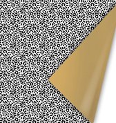 Inpakpapier bloemenmotief zwart/goud – 30 cm – 2 rollen van 3 meter