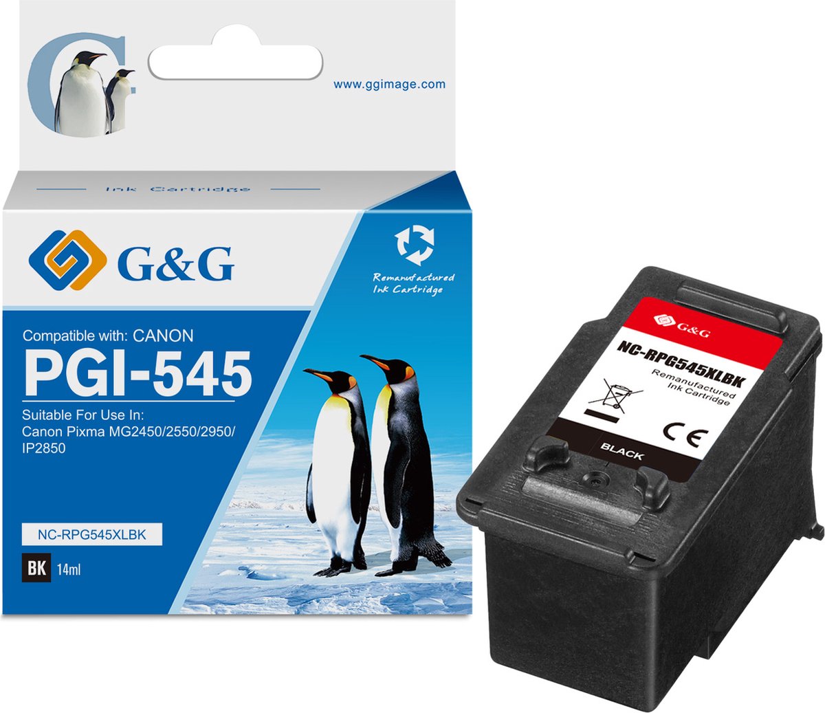 G&G Canon PG-545 XL - Huismerk Inktcartridge - Zwart / Hoge Capaciteit