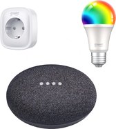 Google home nest mini - met slimme stekker en lamp - smart stekker en lamp VTV