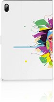 Tablethoesje met Naam Samsung Galaxy Tab S7 FE Cover met Magneetsluiting Super als Cadeautjes voor Jongens Lion Color