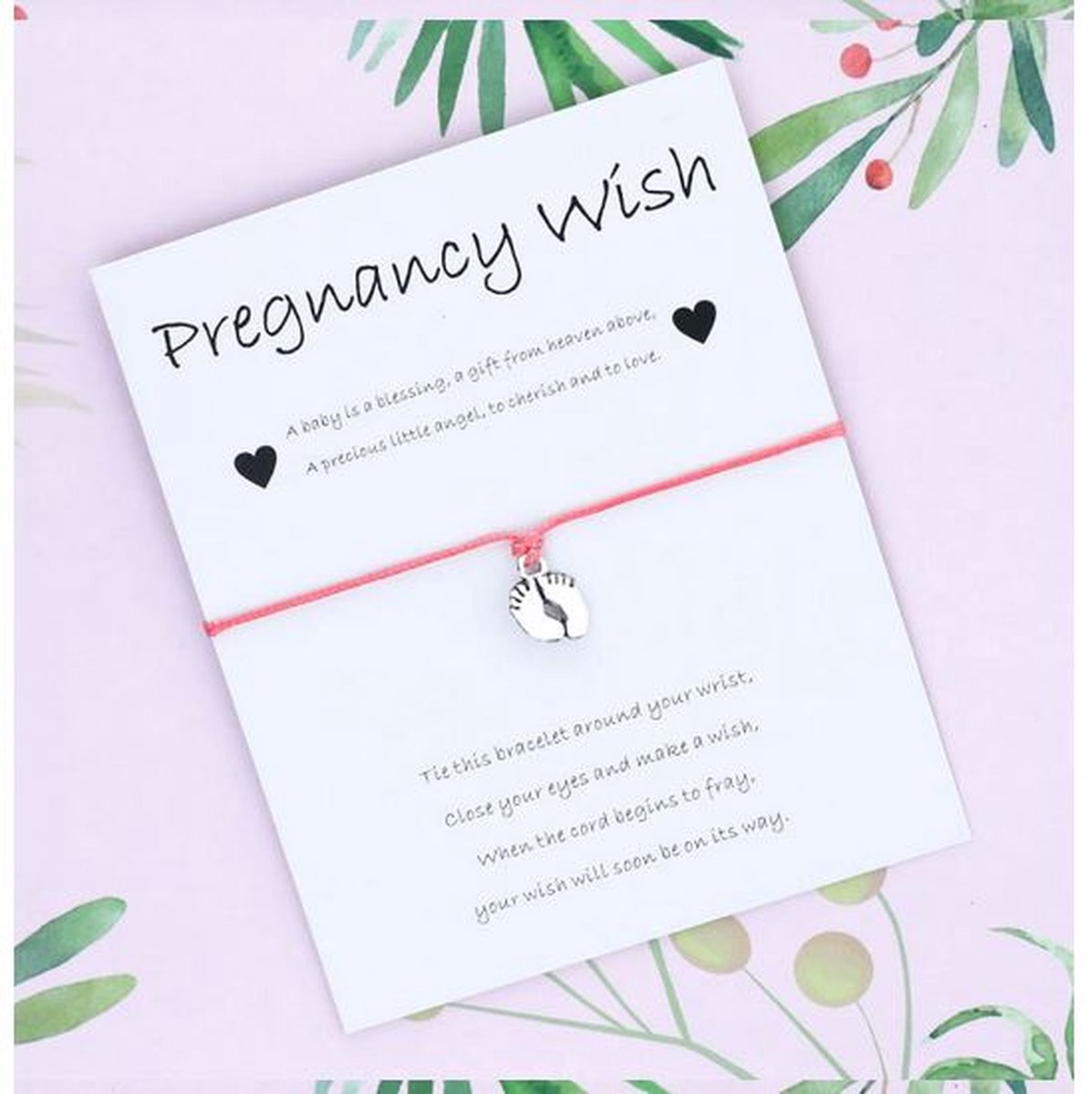 Mama armband - zwangerschap wens - hanger baby voetjes - roze - armband -  sieraad | bol.com