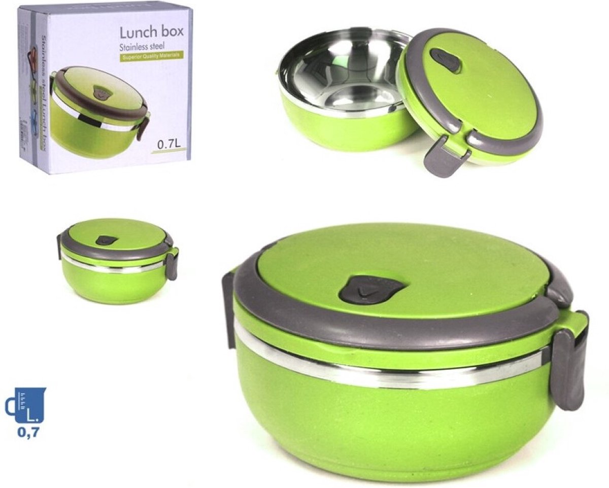 Stapelbare thermische lunchbox / warme maaltijd box groen 17 x 15 x 9 cm Voedsel...