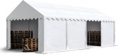 Opslagtent 4x8 m stabiele industrietent met ca. 500 g/m² PVC-Zeil in wit weidetent beschutting met grondframe en dakversteviging