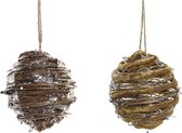 LuxuryLiving - Kerstbal - DKD Home Decor - Jute Rotan - 10 x 10 x 10 cm - 2 pcs
