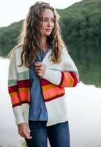 J&JOY - Trui Vrouwen Manitoba Off White Stripes Cardigan