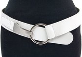 Dames heupriem wit 4.5 cm breed - Wit - Afhang ceintuur - Echt Leer - Taille: 100cm - Totale lengte riem: 115cm