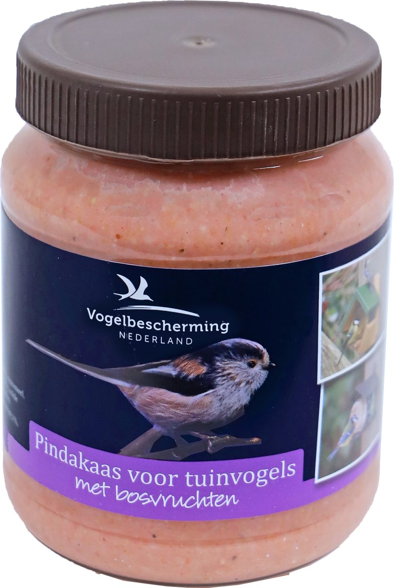 Vogelbescherming vogelpindakaas met bosvruchten, 330 gram - afmeting - 10,5 x 7,0 x 7,0 cm