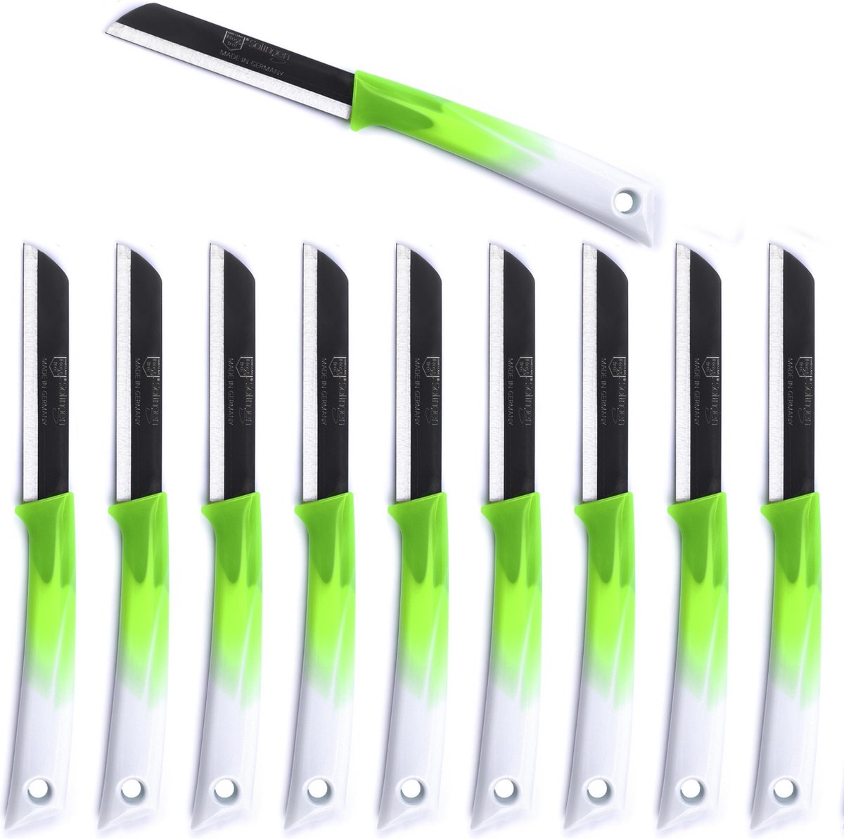 Solingen Schilmesje Duits Rvs Groen/Wit - 19,5 cm. met beschermhoes - 10 stuks